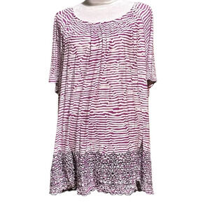 Fever women's 1X striped blouse with embroidered bottom